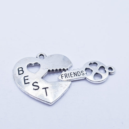 Best friends 2 piece heart shaped lock and key, charm, ADD on for keychain - DAYZEECREATIONZ, PERSONALIZED GIFTS-1
