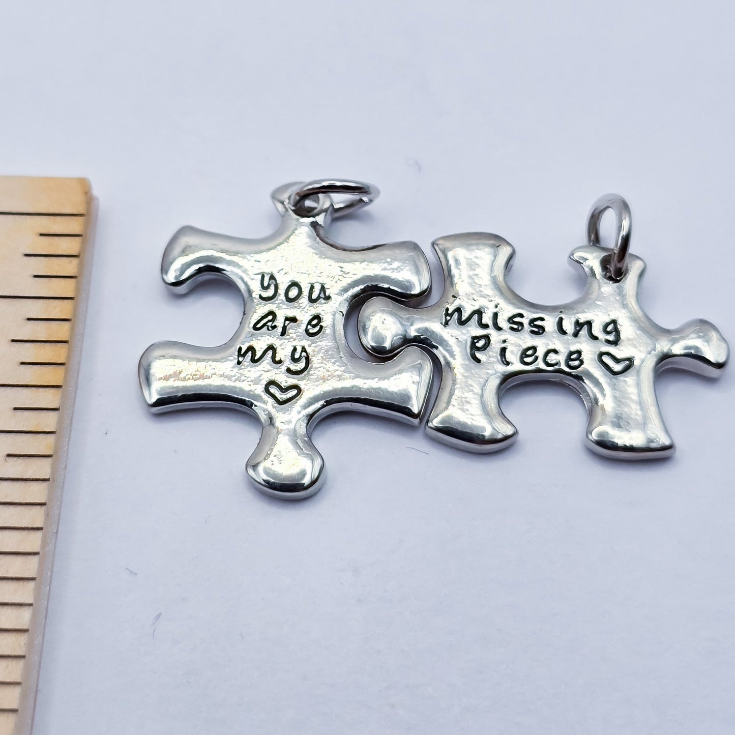 You are my missing piece pair of 2 charms, puzzle piece shape charms, ADD on for keychain - DAYZEECREATIONZ, PERSONALIZED GIFTS-2
