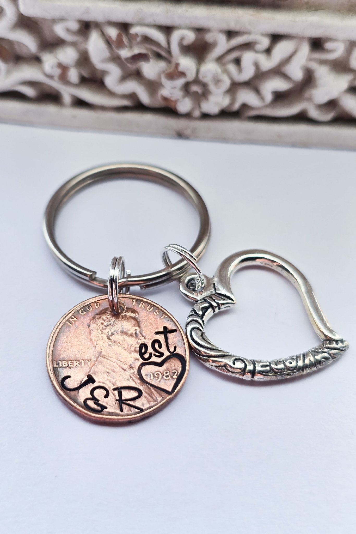 Unique Personalized Anniversary Penny Keychain