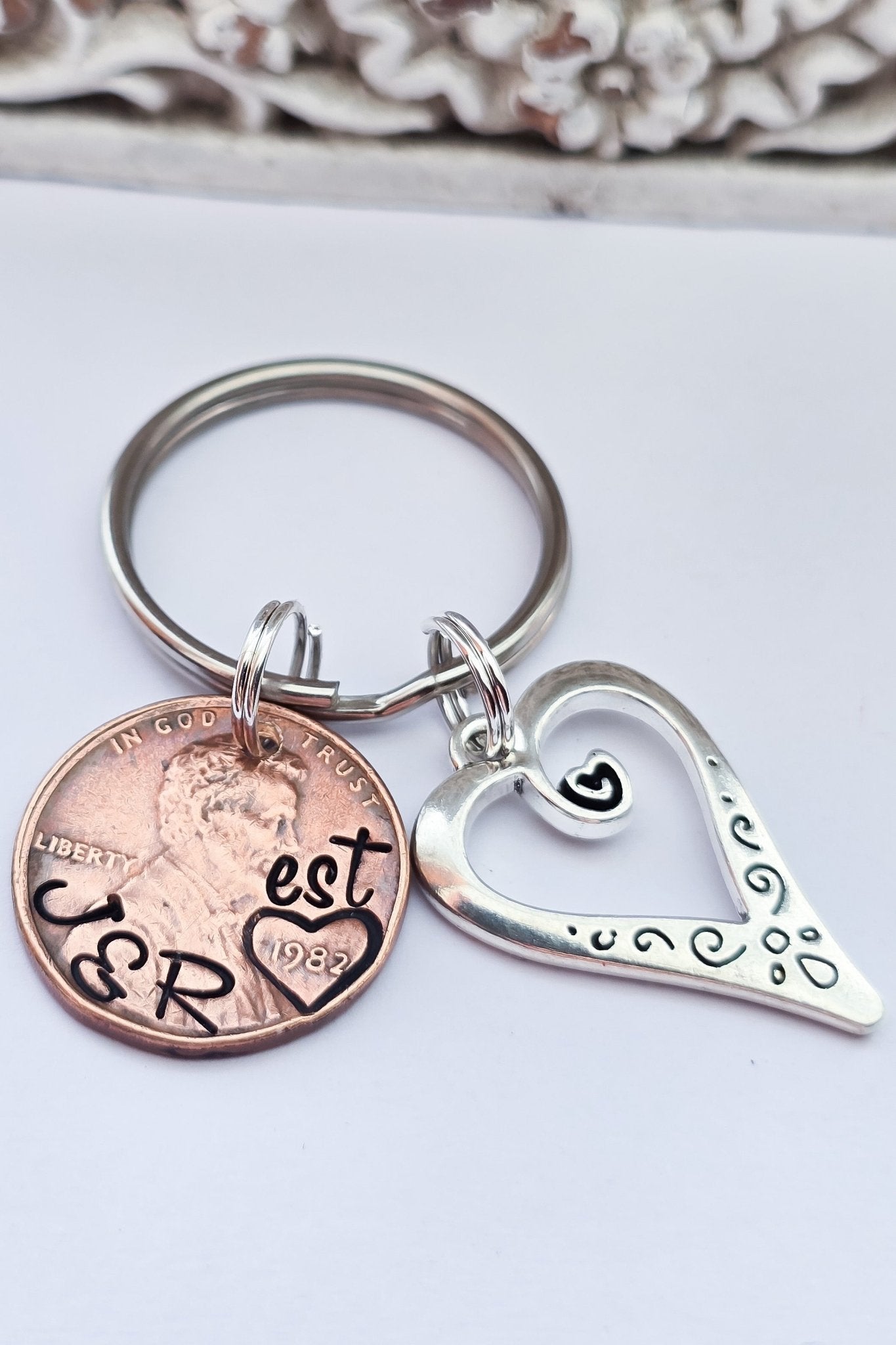 Unique Personalized Anniversary Penny Keychain