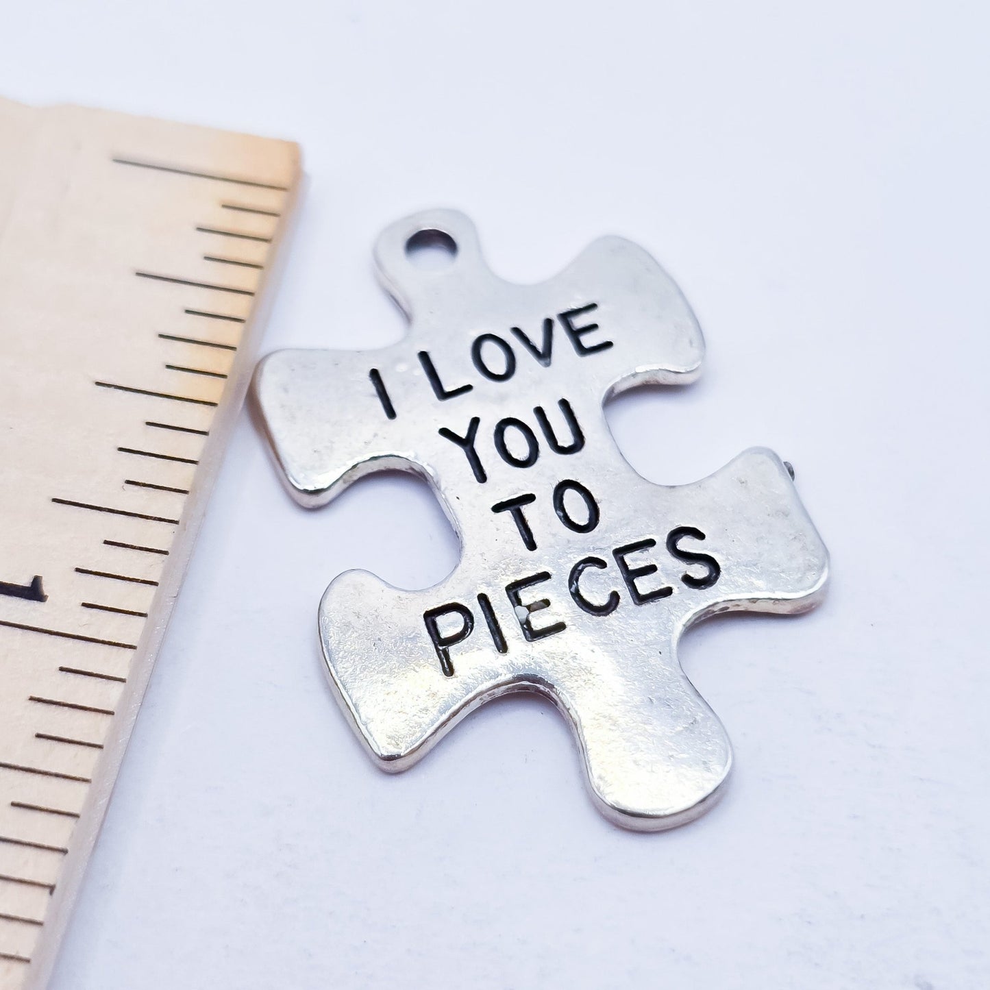 I love you to pieces charm, puzzle piece shape charm for keychain - DAYZEECREATIONZ, PERSONALIZED GIFTS-2