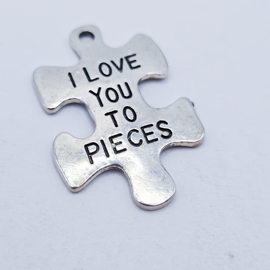 I love you to pieces charm, puzzle piece shape charm for keychain - DAYZEECREATIONZ, PERSONALIZED GIFTS-1