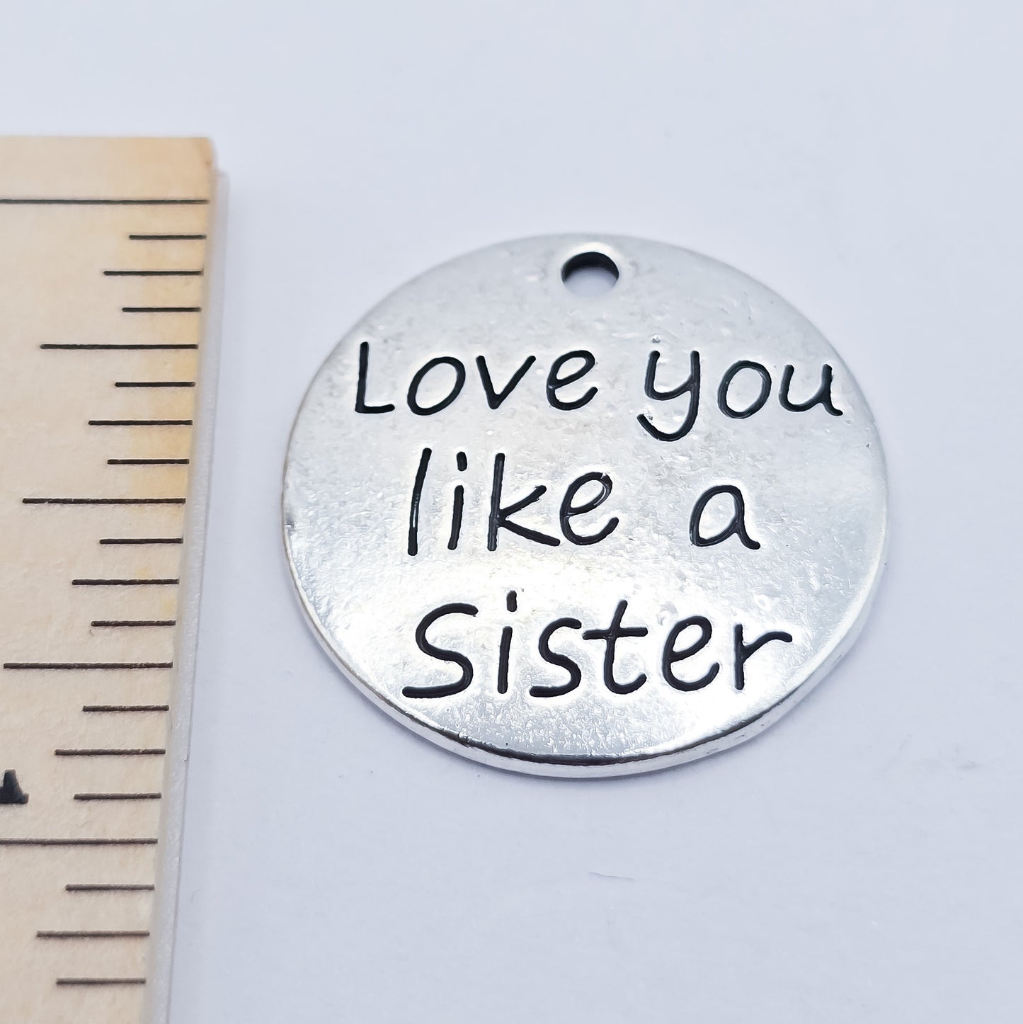 Love you like a sister round charm, ADD on for keychain - DAYZEECREATIONZ, PERSONALIZED GIFTS-2