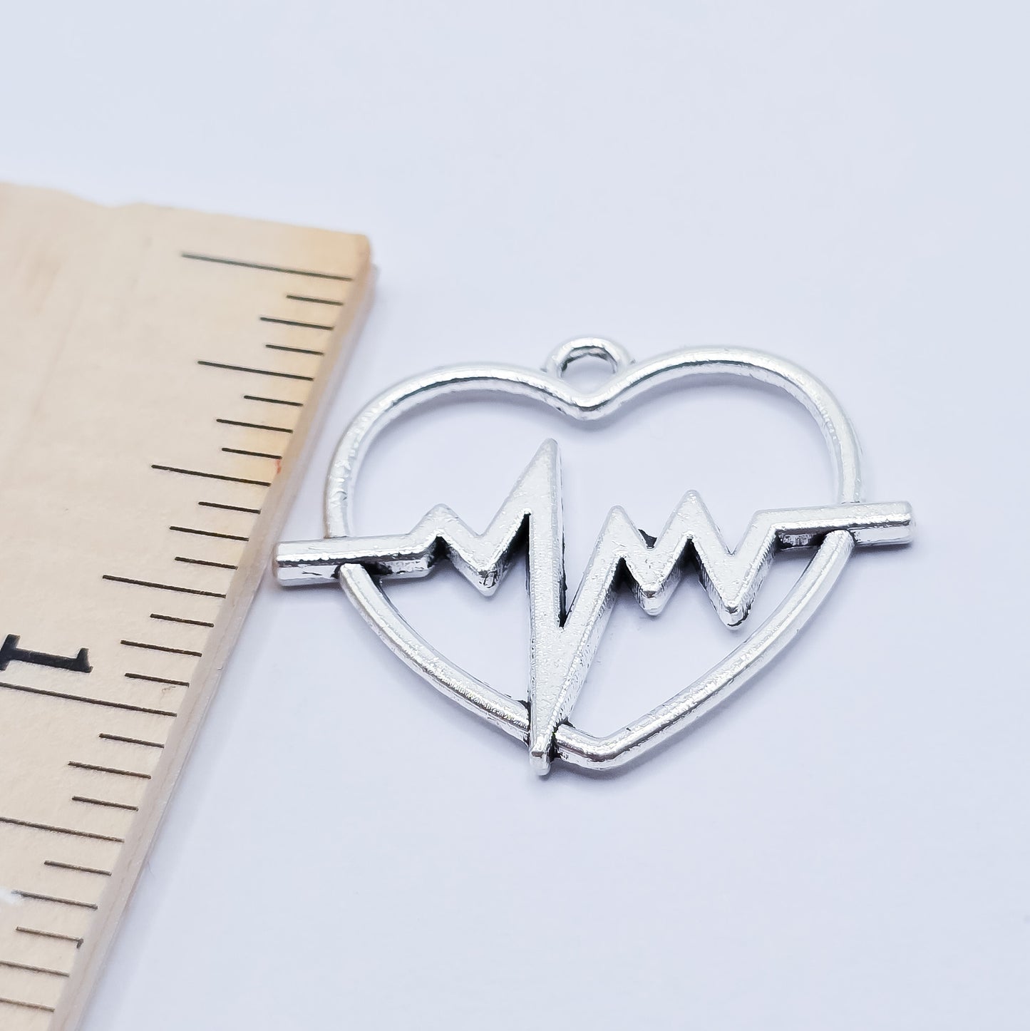 Silver Large open heart charm with heartbeat centered. ADD on charm for keychain - DAYZEECREATIONZ, PERSONALIZED GIFTS3