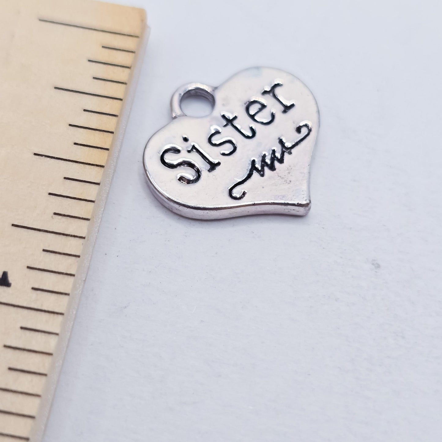 Sister heart charm with wave, ADD on charm for keychain - DAYZEECREATIONZ, PERSONALIZED GIFTS-2