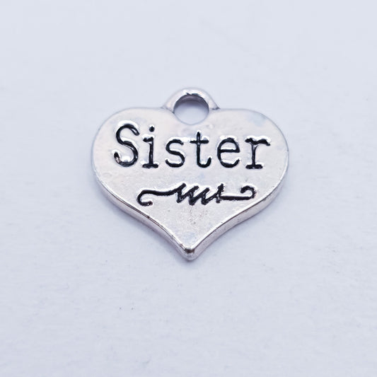 Sister heart charm with wave, ADD on charm for keychain - DAYZEECREATIONZ, PERSONALIZED GIFTS-1