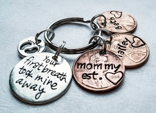 Creative Valentine's Day Gift for Mom, Personalized Penny Keychain