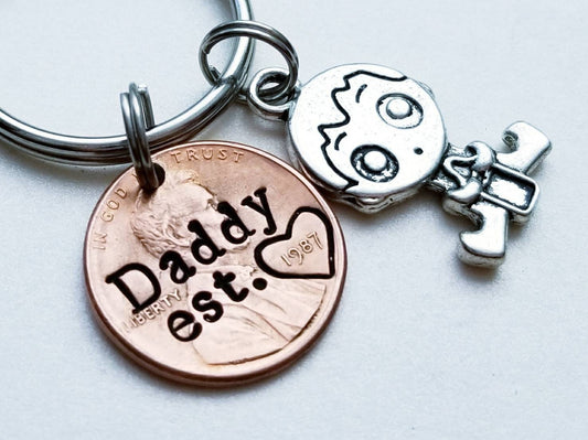 Personalized Daddy Penny Keychain with Baby Boy charm