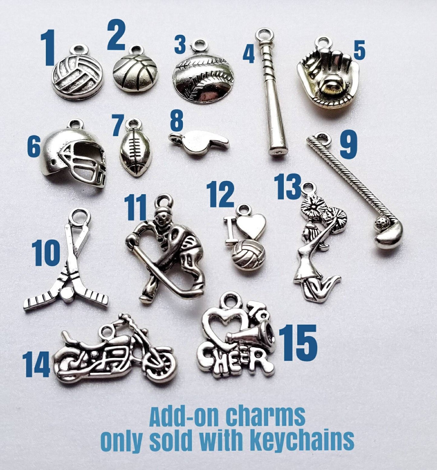 Sports Charms- Add-on. NOT for individual sales...sold ONLY with existing keychain purchase from DayzeeCreationz.