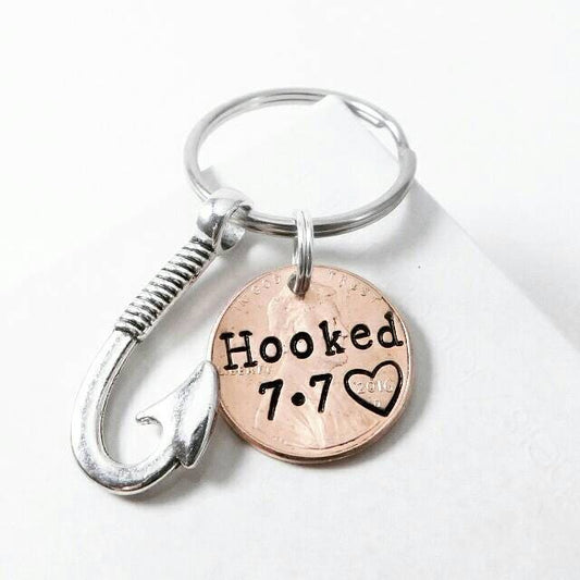 Hooked Anniversary Fishing Keychain