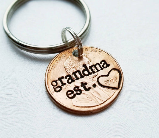 Perfect Gift for Grandma- Customizable Penny Keychain