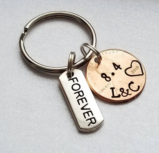 Anniversary Penny Keychain with Forever Tag
