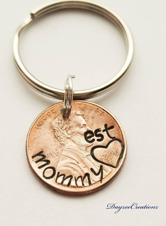 Creative Hand Crafted Custom Gift for Mom, Personalized Penny Keychain