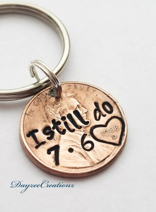 Anniversary I still do penny keychain - DAYZEECREATIONZ, PERSONALIZED GIFTS-1