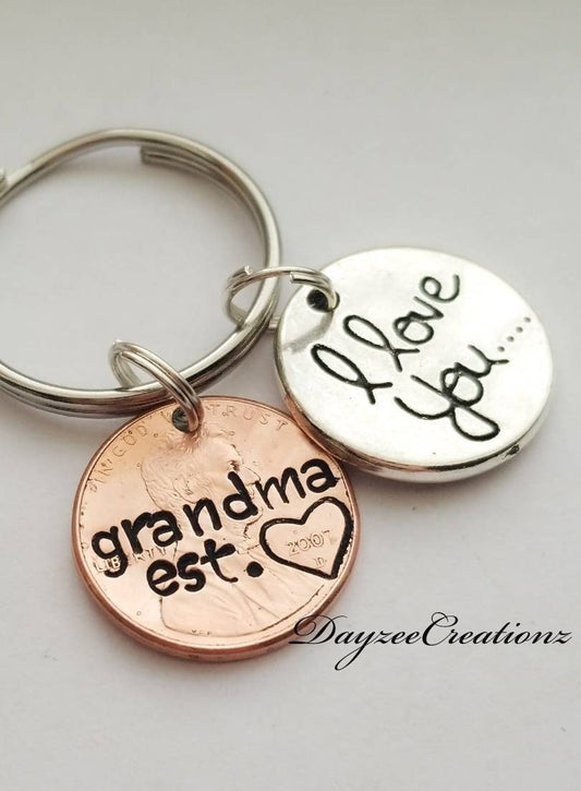 I love you Penny Keychain for Grandma, Customizable