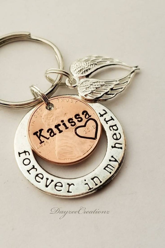 Custom Personalized Penny From Heaven Memorial Keychain - DAYZEECREATIONZ, PERSONALIZED GIFTS-1