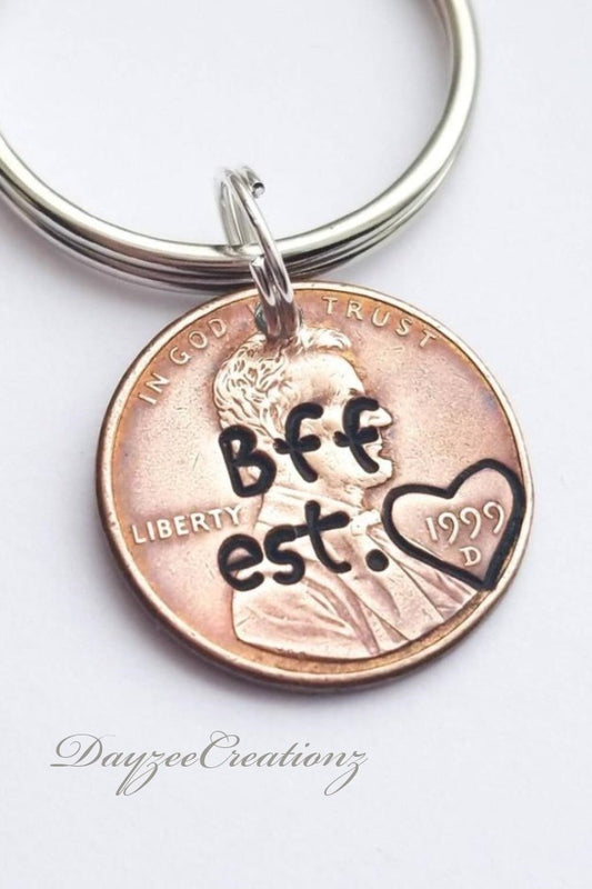 Custom BFF /Best Friend penny keychain - DAYZEECREATIONZ, PERSONALIZED GIFTS-1