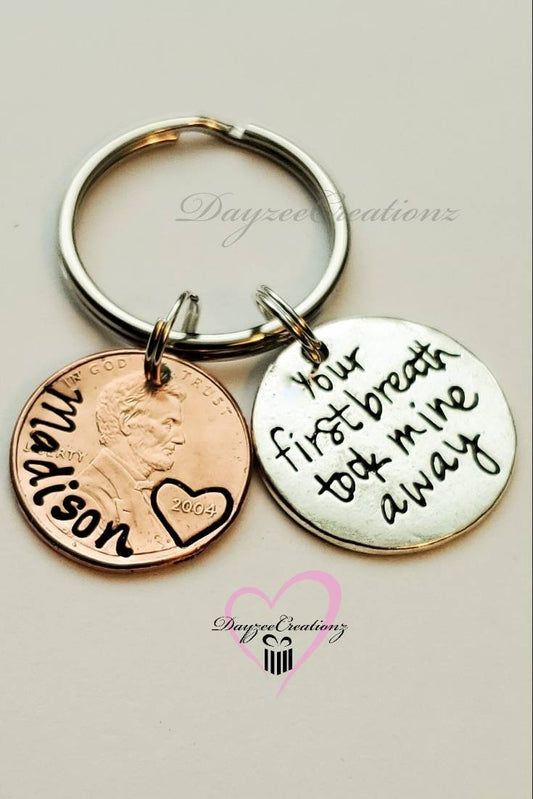 Personalized Sweet 16 PENNY Keychain, Name, for Her, Birthday, Best Friend, Girlfriend, Niece, Sister, Girl's 16th Birthday, Granddaughter - DAYZEECREATIONZ, PERSONALIZED GIFTS-1