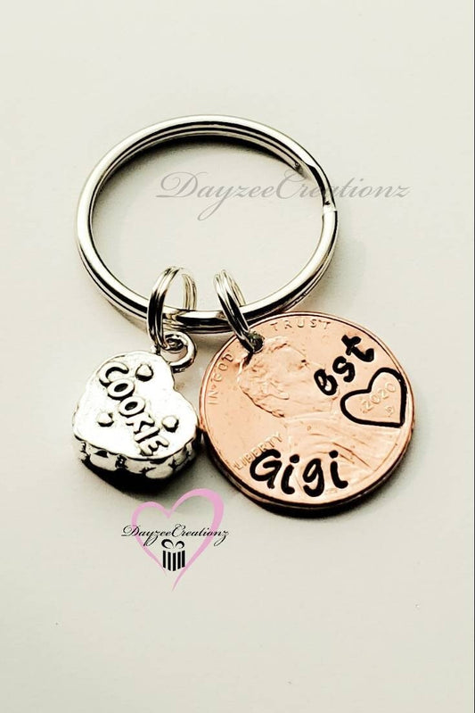 Hand Crafted Penny Keychain for Grandma, Personalized