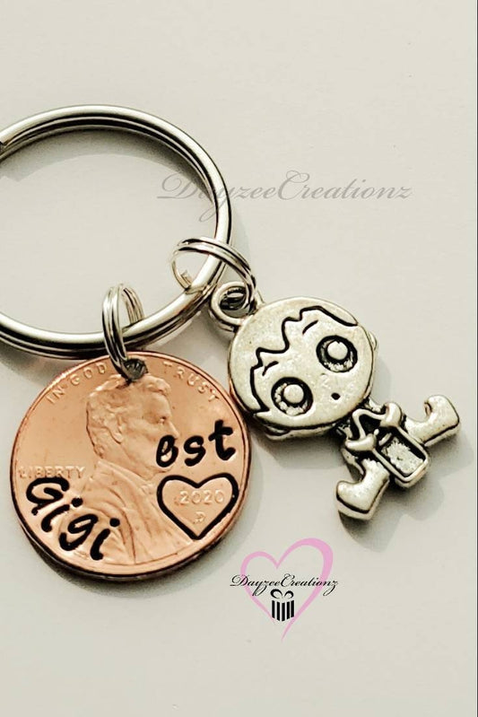 Grandma Penny Keychain, Customizable, With Baby charm
