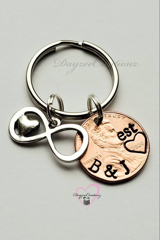 Anniversary Penny Keychain WITH INFINITY /HEART CHARM