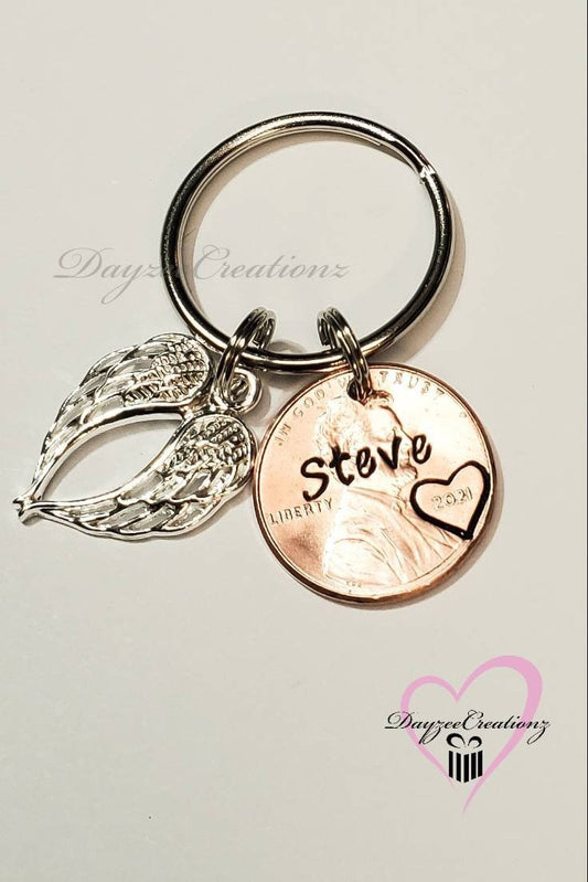 Memorial Gift, Penny from Heaven Keychain, Personalized with Name