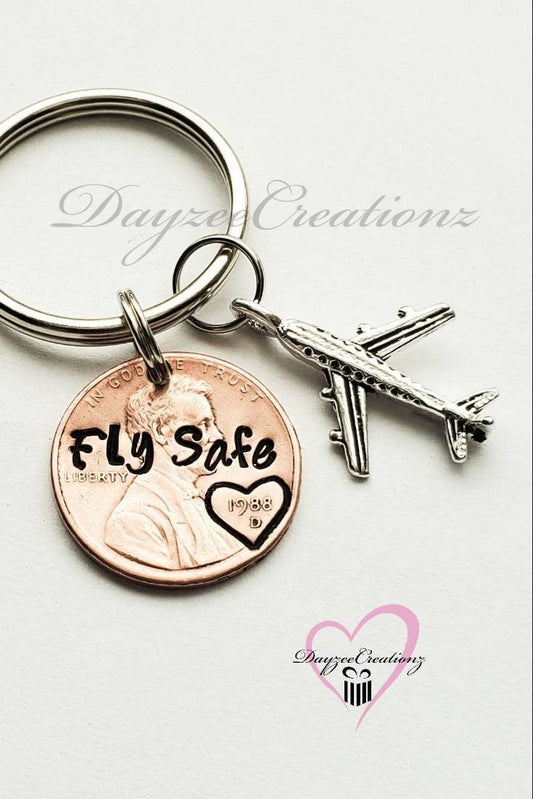 Fly Safe Penny Keychain