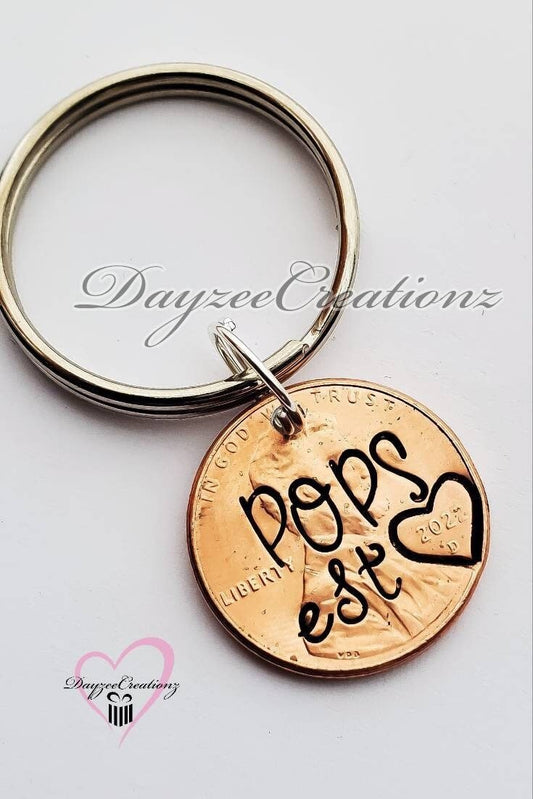 Personalized Grandpa/Pops Penny Keychain