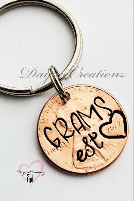 Personalized Penny Keychain for Grandma, Great Gift Idea