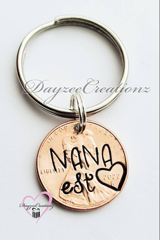 Creative Personalized Nana Penny Keychain, for Grandma