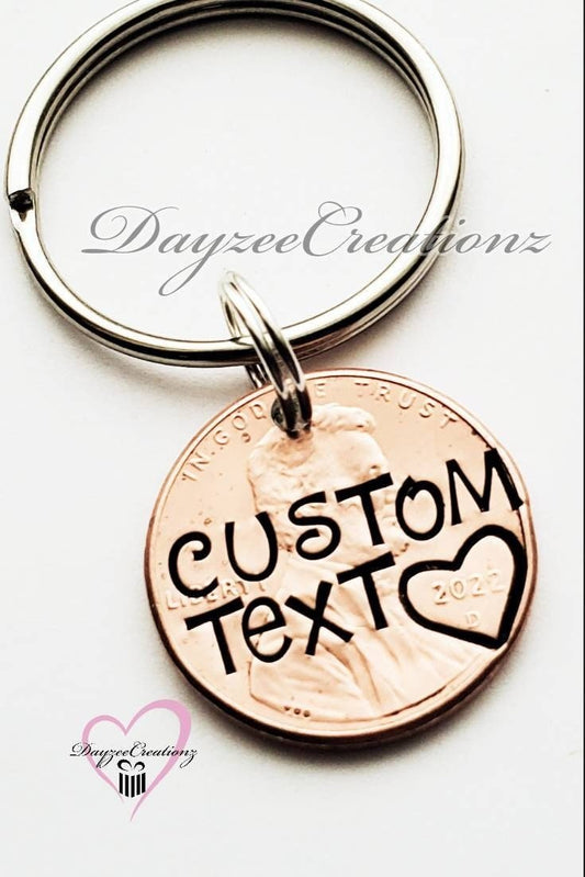 Personalized Custom Gift Penny Keychain, for Her, Him, Friend, Bff, Mom, Sister, Daughter, Son, Dad, Valentine's, Christmas, Grandparents