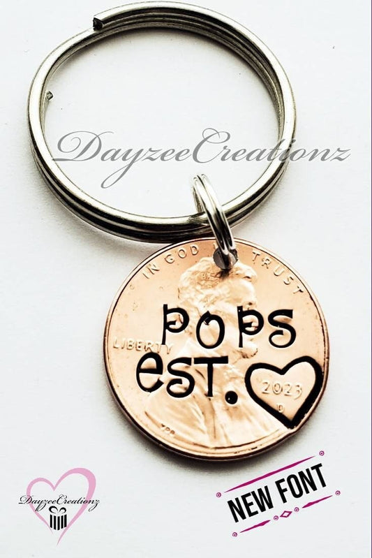 Personalized Pops- Grandpa Penny Keychain