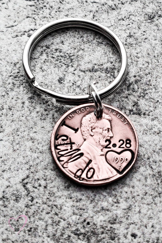 I Still Do Personalized Anniversary Penny Keychain