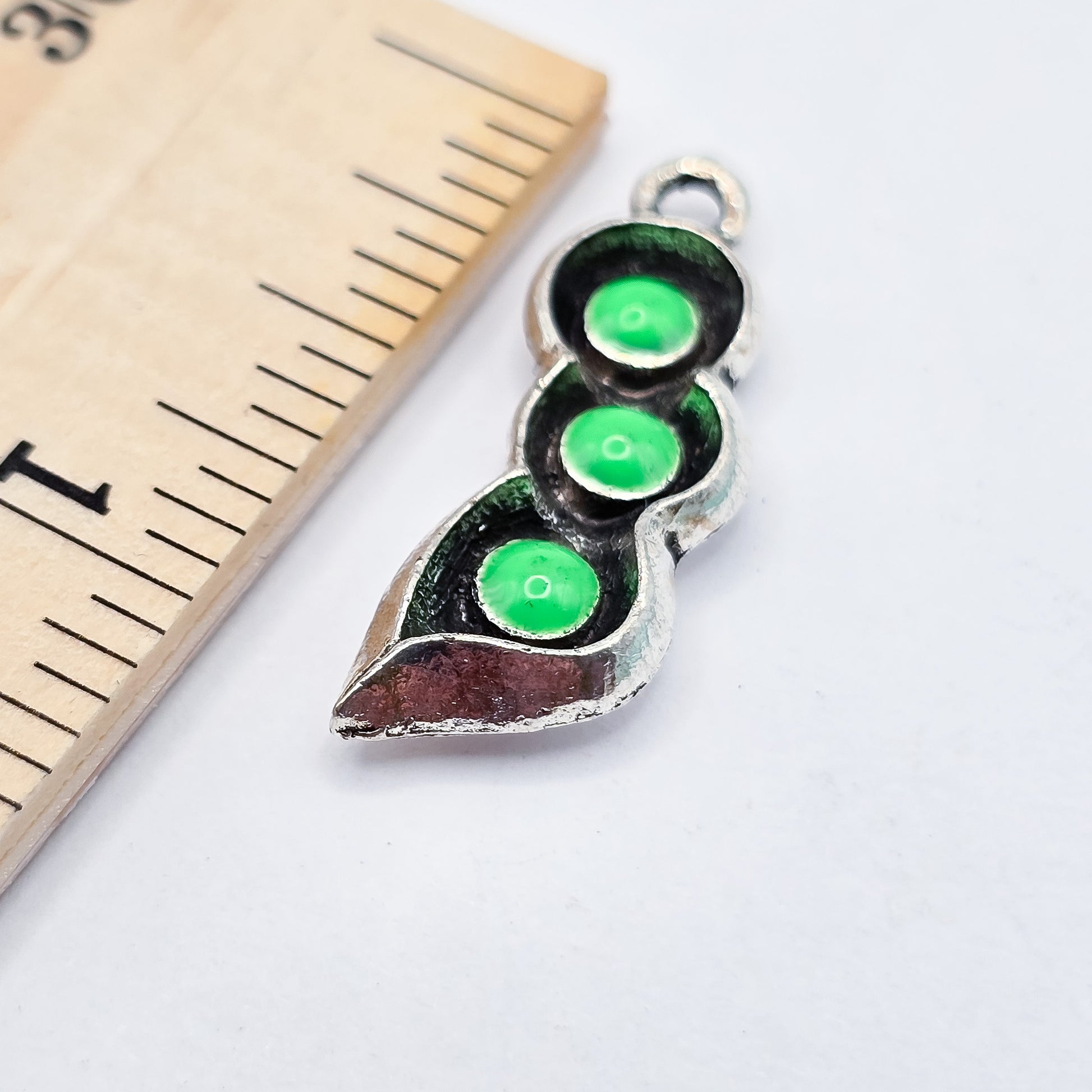 3 green peas in a silver pod charm, peapod, ADD on for keychain - DAYZEECREATIONZ, PERSONALIZED GIFTS-2