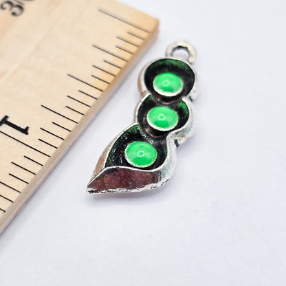 3 green peas in a silver pod charm, peapod, ADD on for keychain - DAYZEECREATIONZ, PERSONALIZED GIFTS-2