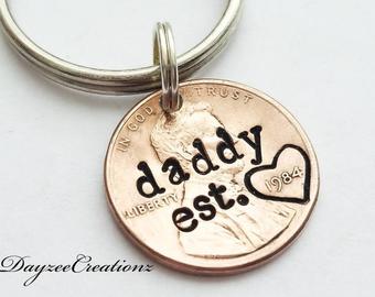 #1 DAD Personalized Custom Gift for Dad, Custom Lucky Penny Keychain