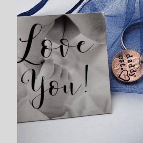 Personalized Daddy Penny Keychain with I love you Charm