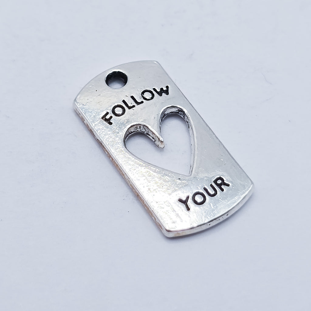 Follow your heart rectangular charm. ADD on charm for keychain - DAYZEECREATIONZ, PERSONALIZED GIFTS1