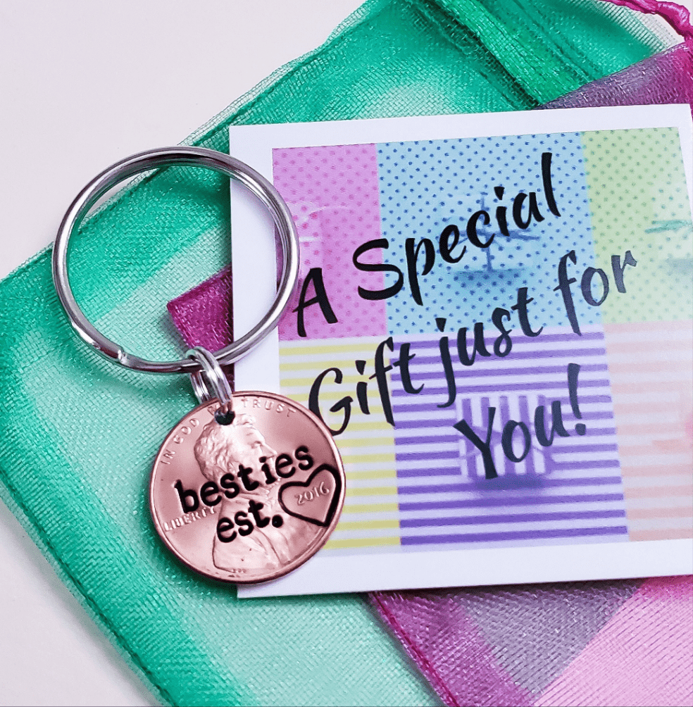 Best Friend/custom text penny keychain