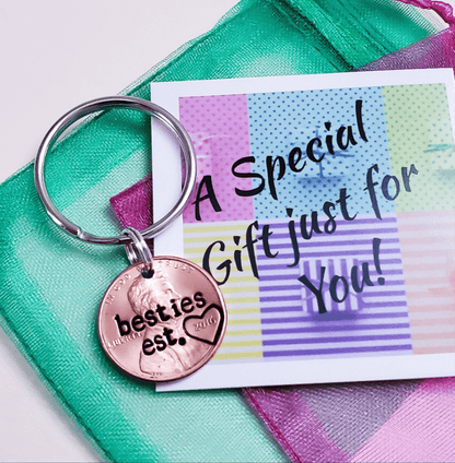 Best Friend Gift, Personalized Penny Keychain w/Forever Charm