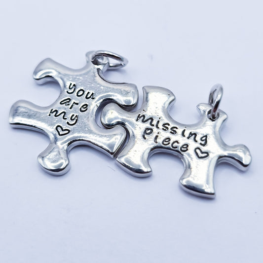You are my missing piece pair of 2 charms, puzzle piece shape charms, ADD on for keychain - DAYZEECREATIONZ, PERSONALIZED GIFTS-1