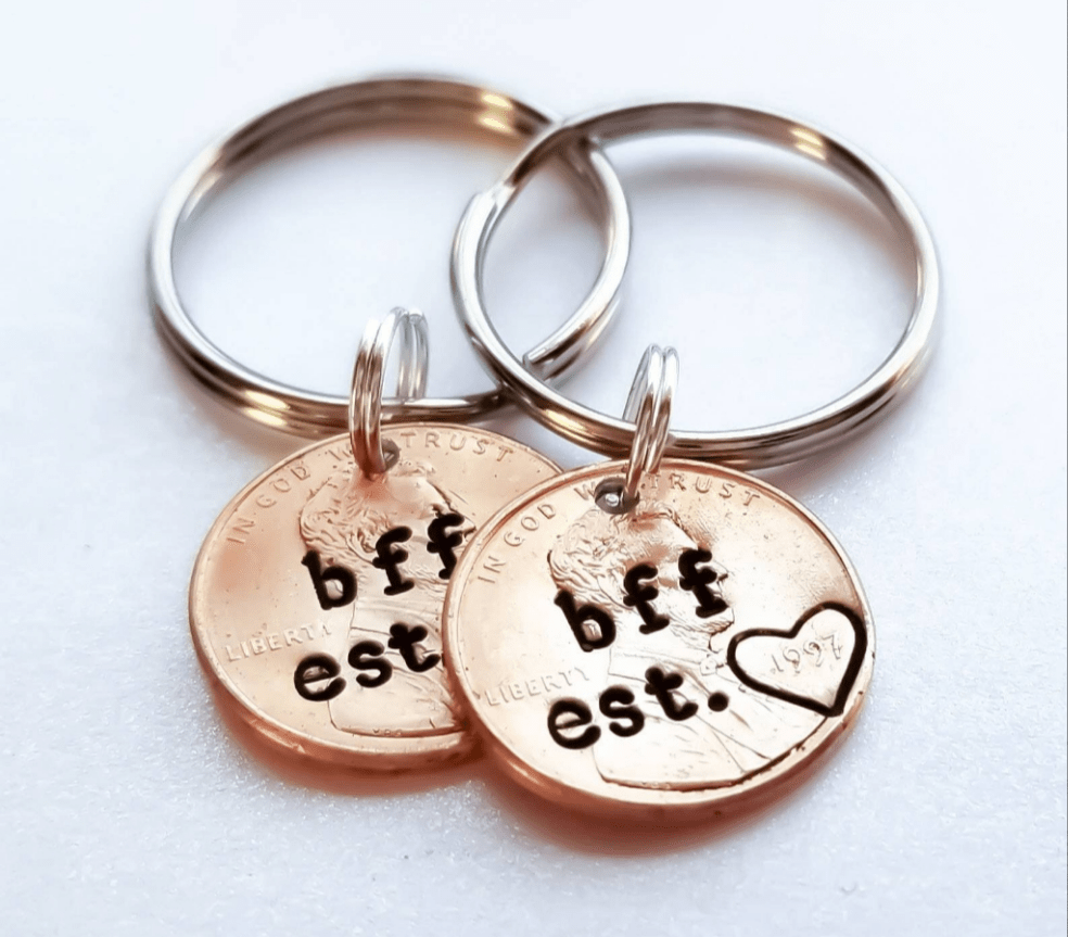 best friend penny keychains