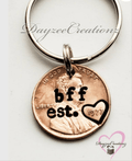 bff stamped penny keychain