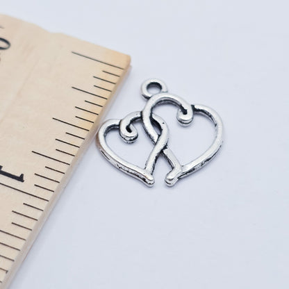 double interlocking silver hearts charm 3