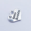 Heart shaped Happy Birthday charm with white rhinestone , charm, ADD on for keychain - DAYZEECREATIONZ, PERSONALIZED GIFTS-1
