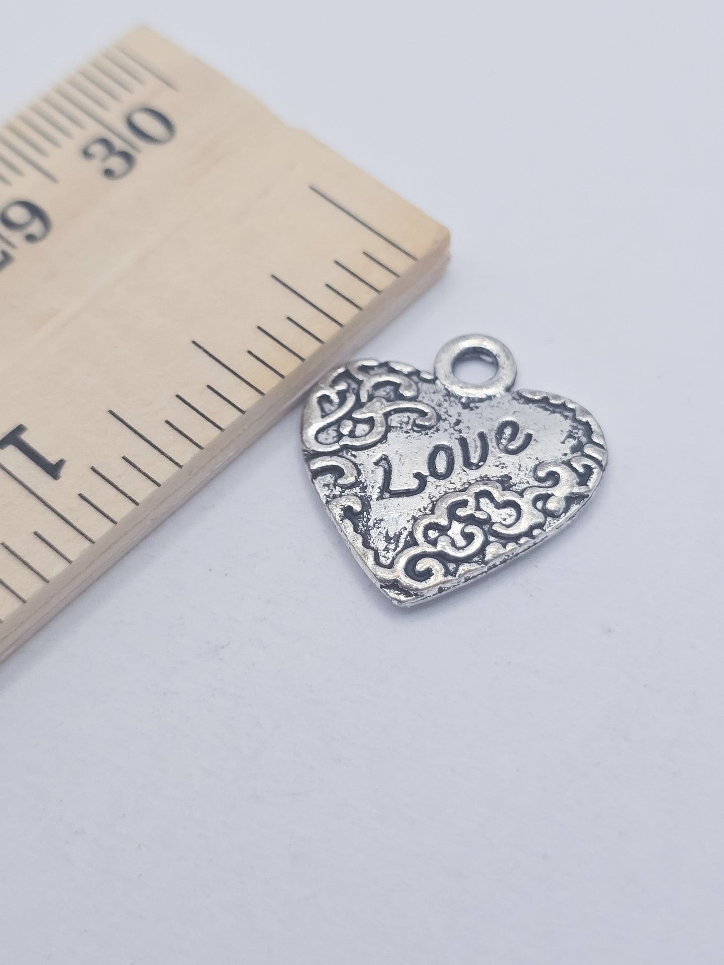 Heart charm with love and vines/filigree, ADD on charm for keychain - DAYZEECREATIONZ, PERSONALIZED GIFTS2