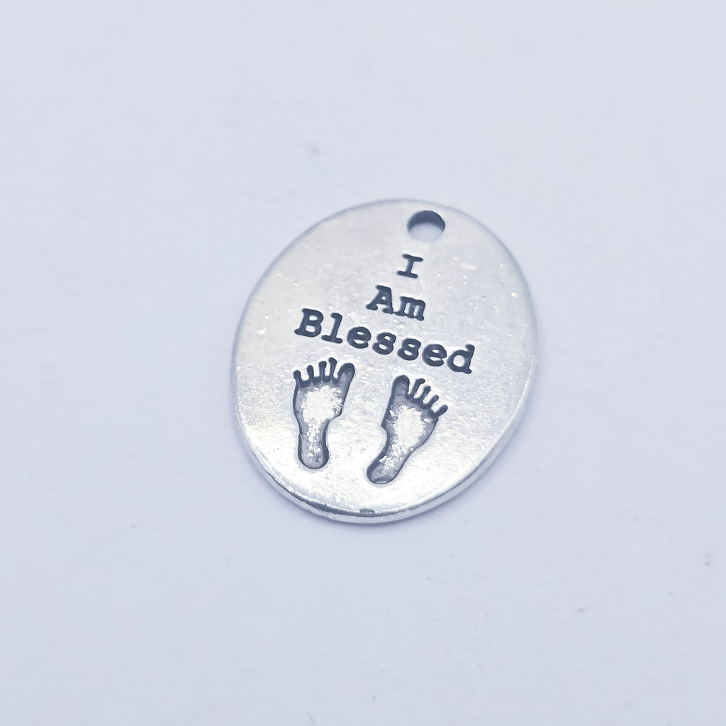 i am blessed silver charm with footprints 2