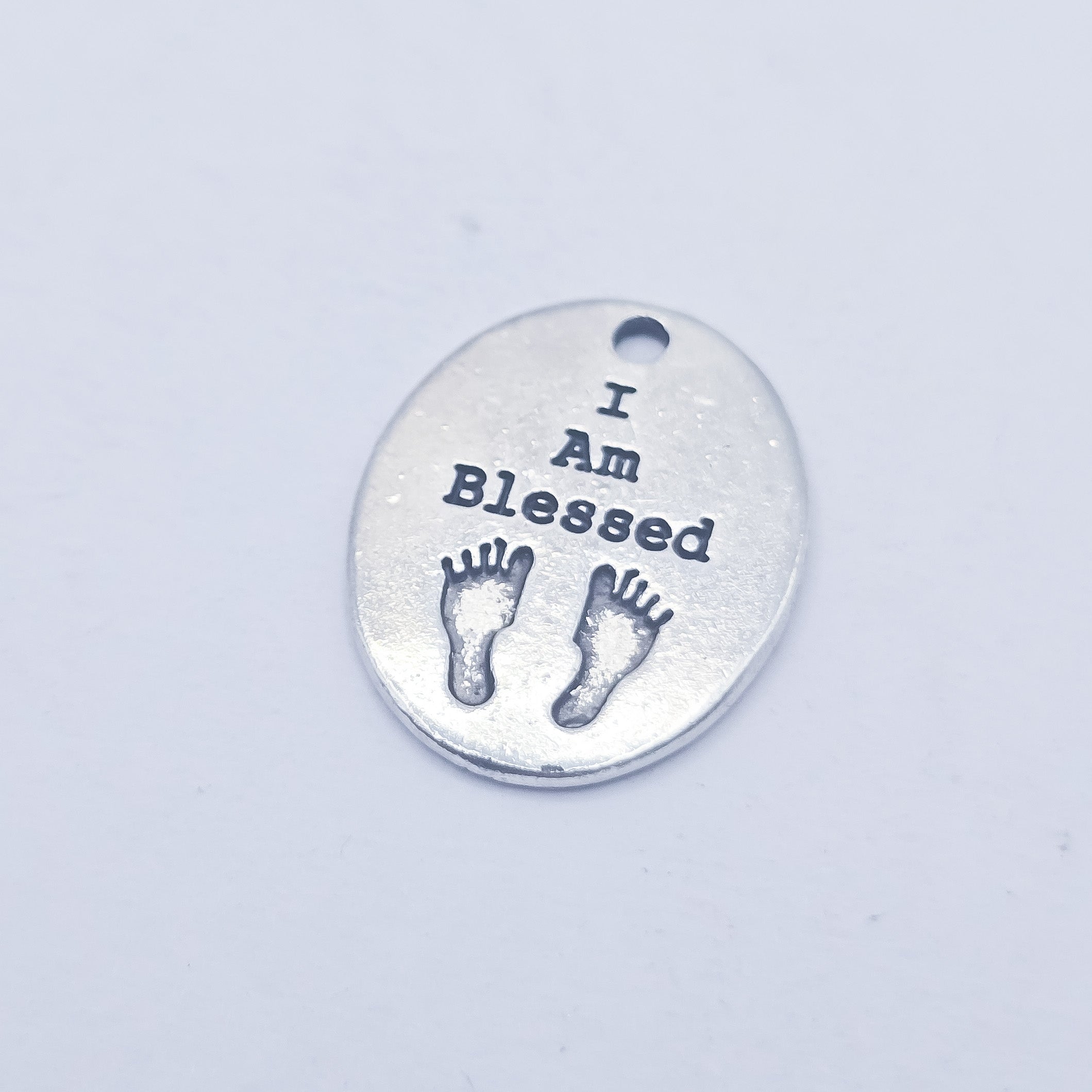 i am blessed silver charm with footprints 2