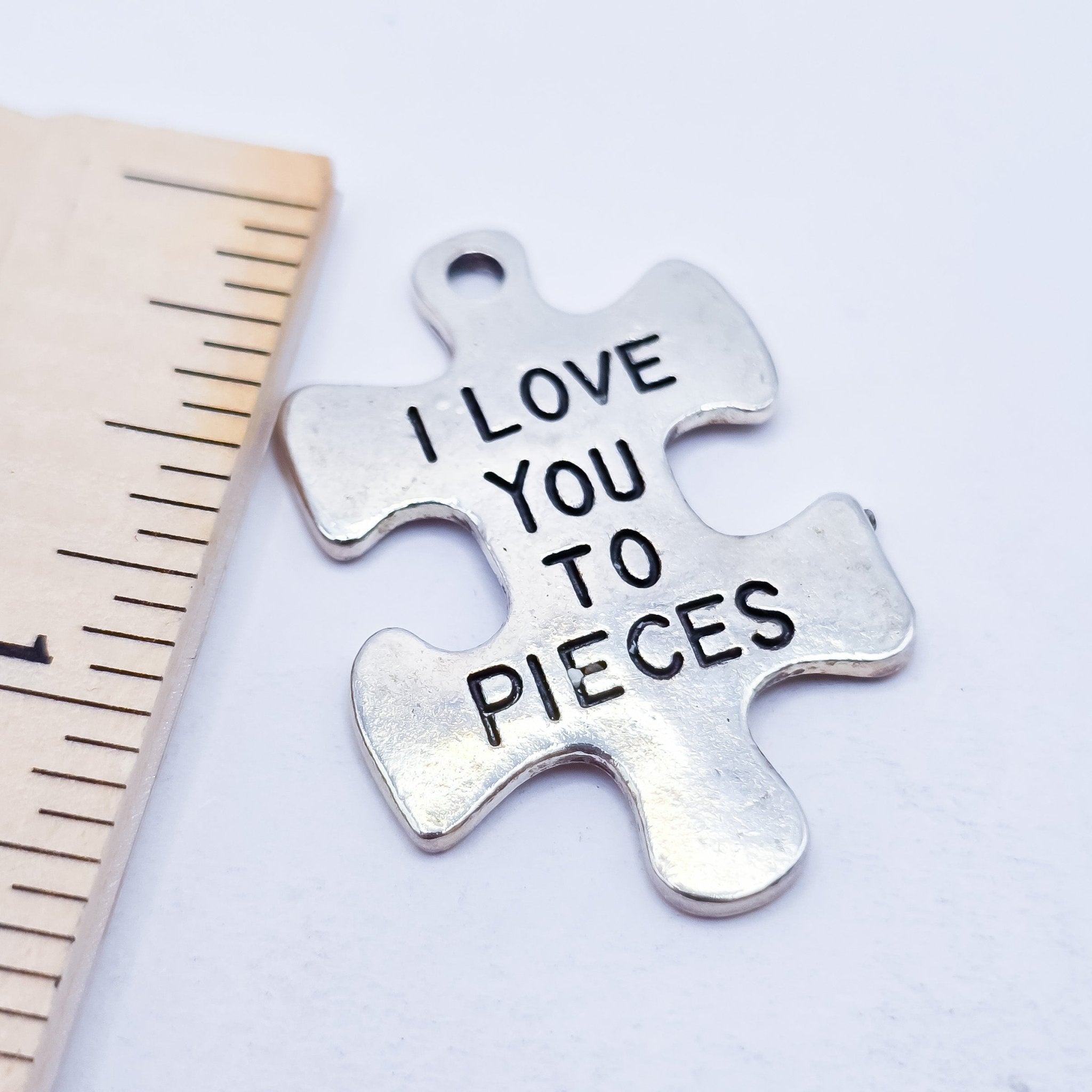 I love you to pieces charm, puzzle piece shape charm for keychain - DAYZEECREATIONZ, PERSONALIZED GIFTS-2