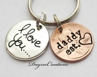 #1 DAD Personalized Custom Gift for Dad, Custom Lucky Penny Keychain